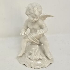 Vtg Dresden bisque porcelain winter angel‎ cherub figurine germany four seasons